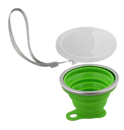 Collapsible Travel Cup - Ultra-Slim Foldable Silicone Cup with Lid for Coffee, Water, Tea - Portable Camping, Hiking, Outdoor Sets - Random Colors